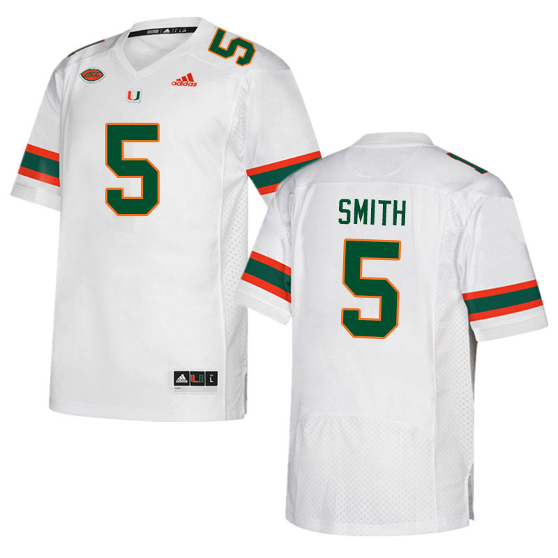 Men #5 Keyshawn Smith Miami Hurricanes College Football Jerseys Sale-White - Click Image to Close